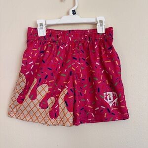 Kids Baseball Lifestyle 101 Pink Sprinkle Ice Cream Cone Print Shorts